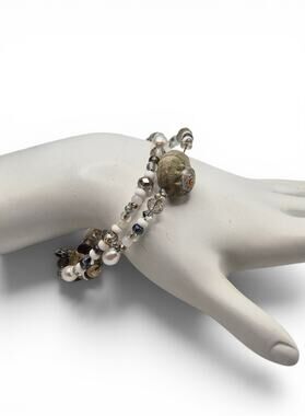 Handmade Seashell Freshwater Pearl Double Wrap Bracelet Coastal